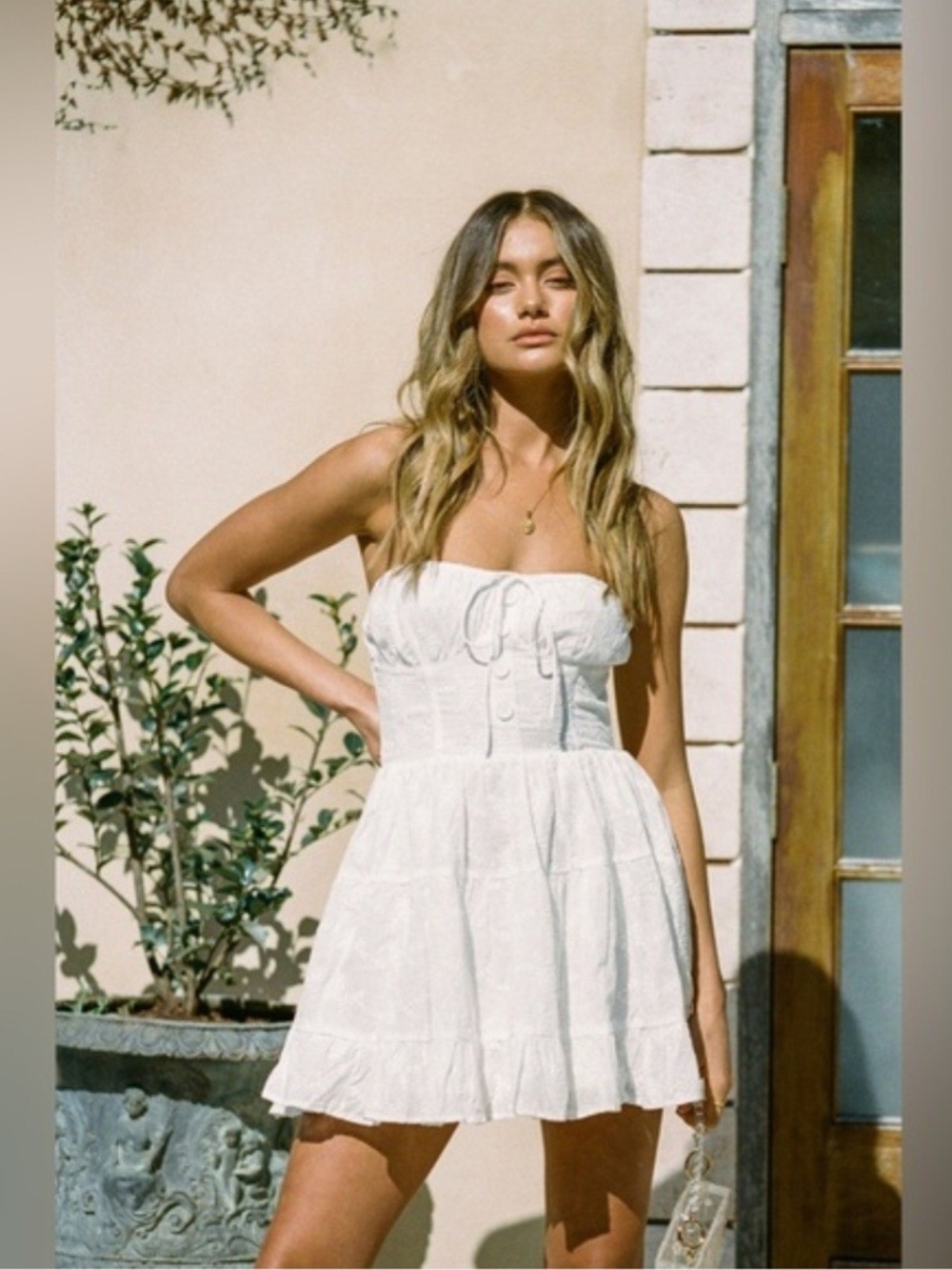 Sabo Skirt White Strapless Corset Mini Dress